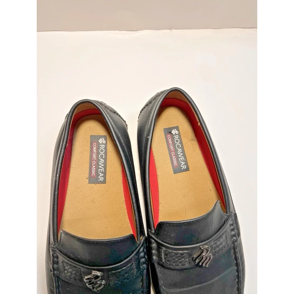 Rocawear Men's Black Comfort Cushioned Slip-On Loafers Diamond Pattern Size 10.5